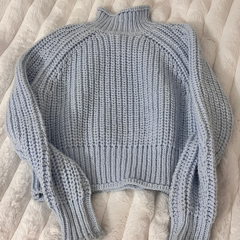 Zara Soft Blue Turtleneck Sweater